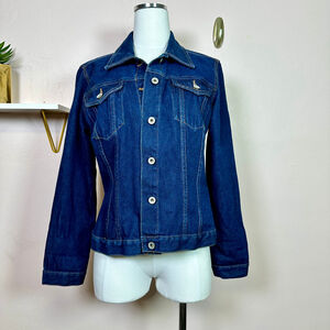 FOR JOSEPH Blue Denim Collard Jean‎ Jacket, Size Petite Medium